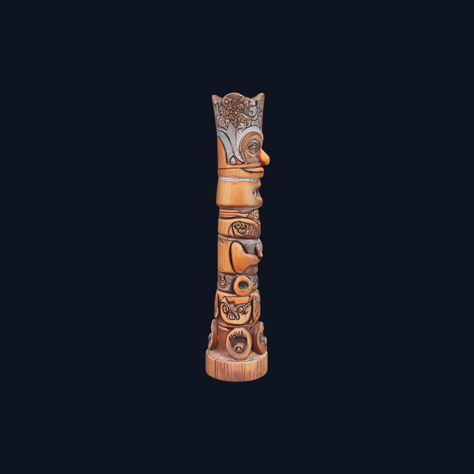 Ornate Wooden Totem Pole Model Pack